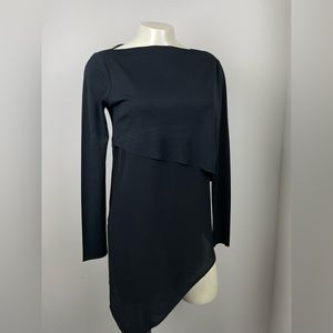 New! Zara Long Sleeve Black Asymmetrical Layered Top
